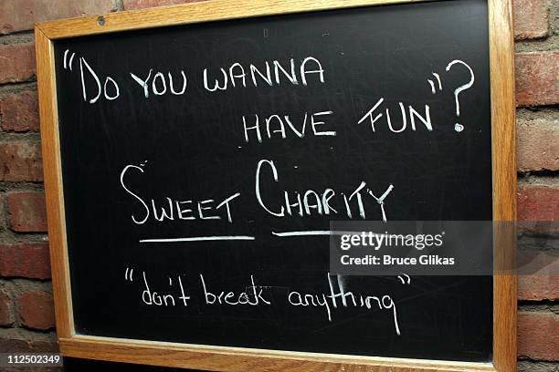 Sign at Theater hotspot Barrymoores during "Sweet Charity" Broadway Opening Night - Arrivals at The Al Hirshfeld Theater in New York City, New York,...