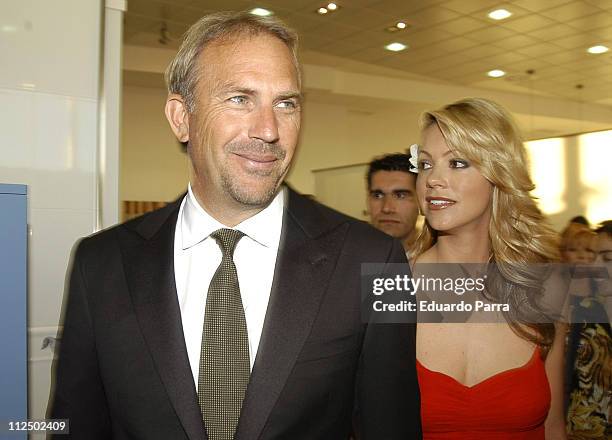 Kevin Costner and wife Christine Baumgartner during Kevin Costner and Christine Baumgartner at Porcelanosa Shop Inauguration - May 5, 2005 at...