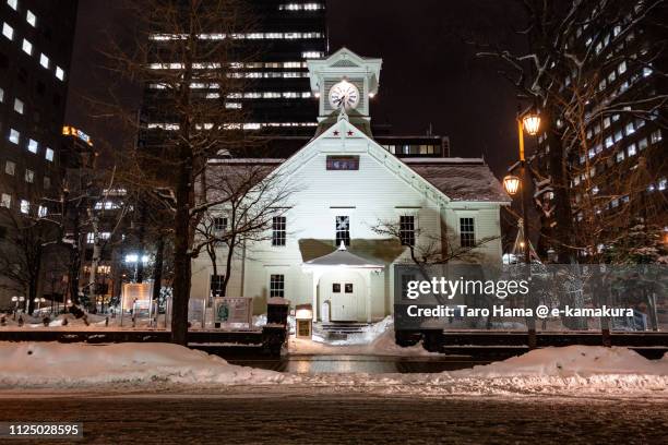 sapporo clock tower in sapporo city in hokkaido in japan - clock tower stock pictures, royalty-free photos & images