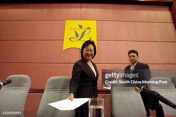 Kin Yee Shiu Liberal Party Vice chairman Miriam Lau Kin-yee with Democratic Party ...