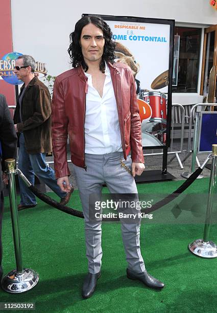 Actor Russell Brand arrives at the Los Angeles premiere of "HOP" held at Universal Studios Hollywood on March 27, 2011 in Universal City, California.