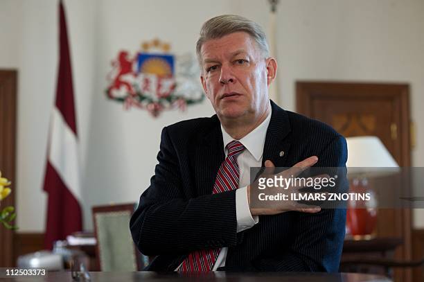 Chernobyl-nuclear-25years-Latvia-health-president' by Alex Tapinsh Latvia's President Valdis Zatlers gestures during an interview as he remembers his...