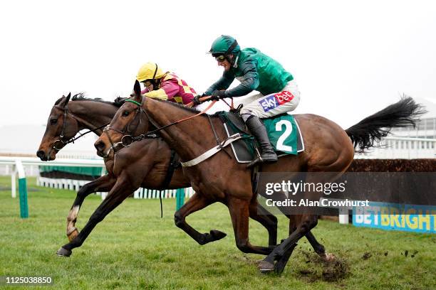 Lizzie Kelly riding Siruh Du Lac clear the last to win The Spectra Cyber Security Solutions Trophy Handicap Chase from Janika and Daryl Jacob at...