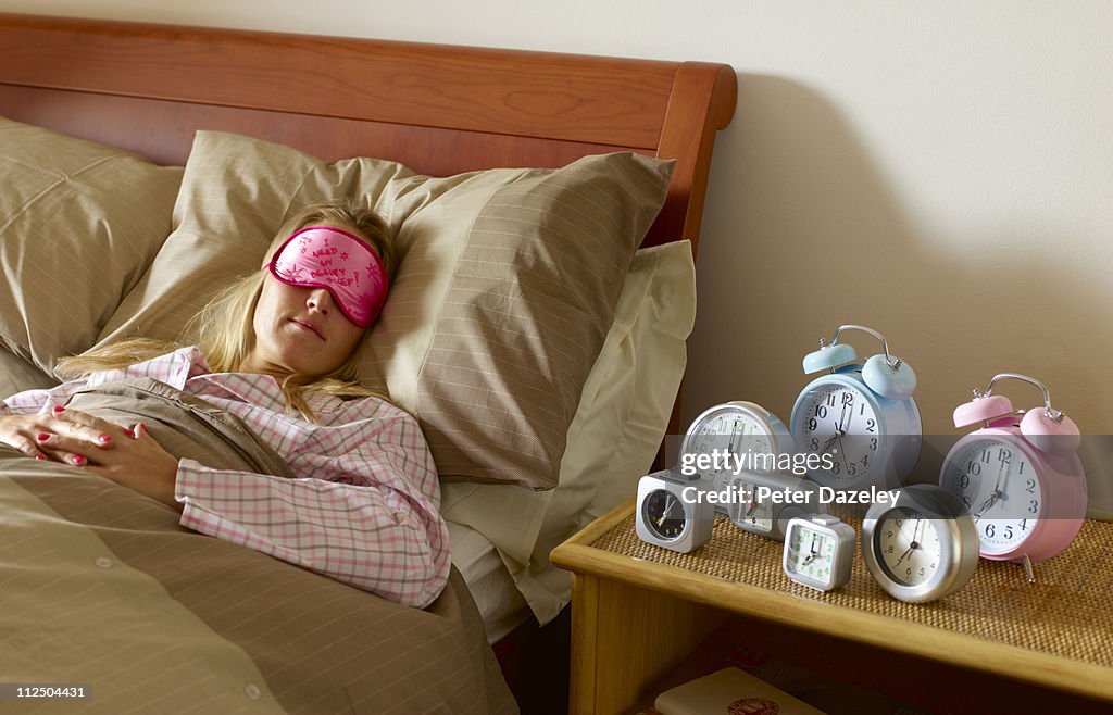 Young woman with problem waking up