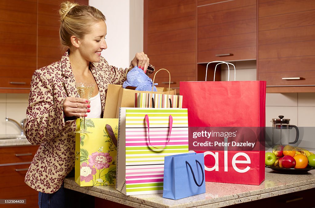 Woman after successful shopping trip