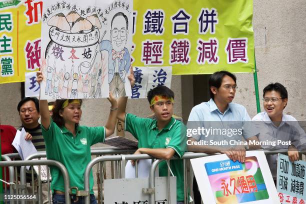 Representative of Democratic Party continuing their 24hrs hunger strike outside Legco Chamber in Central, over the poor services, and fight the fare...