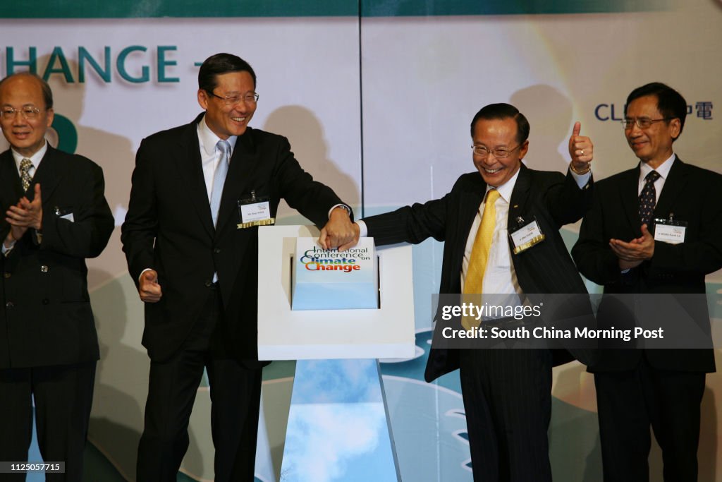 (L to R) John Luk, Chairperson International Advisory Committee of ICCC; Peter Woo Kwong-ching, Chairman of the Hong Kong Trade Development Council; Otto Poon, Chairperson of the Organising Committe, and Wong Kwok-lai, President of The Hong Kong Instituti