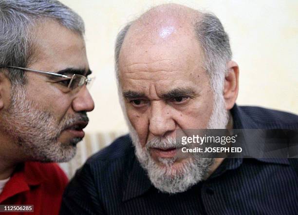 YAZBECKBahraini leading Shiite activist Hassan Mashaima talks with fellow opposition leader Abduljalil Singace, upon his arrival at his home in the...