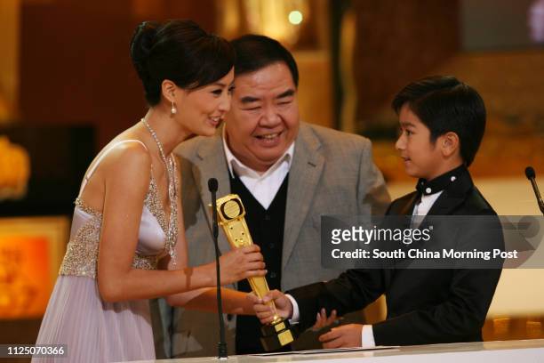 Actress Fala Chen , actor Kent Cheng Jut-Si, and young actor Ian Iskandar Gouw at TV awards presentaion 2007 at TVB city in Tseung Kwan O. 17...