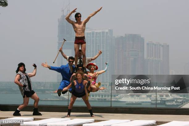 Press preview of Circus Oz from Australia at Grand Hyatt, Wan Chai to celebrate the cast arrival in Hong Kong, with part of their team of aerialists,...