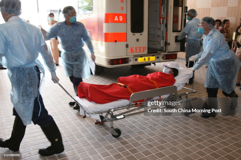 Centre for Health Protection conduct an inter-departmental exercise chestnut to test Government preparedness for an avian influenza outbreak involving human cases in Hong Kong at Princecess Margaret Hospital.  21 September 2007.