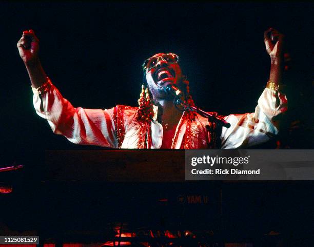 Stevie Wonder performs at The OMNI Coliseum in Atlanta, Ga. Circa 1980's