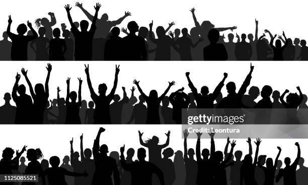 ilustrações de stock, clip art, desenhos animados e ícones de crowd (people are complete- a clipping path hides the legs) - popular music concert