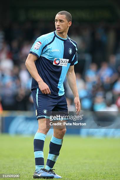 Lewis Montrose of Wycombe Wanderers during the npower League Two League match between Wycombe Wanderers and Northampton Town at Adams Parks on April...