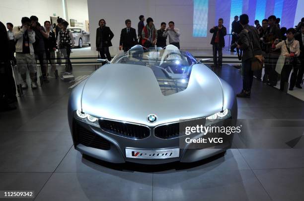 Vision ConnectedDrive Concept Car is displayed during the media day of the Shanghai International Automobile Industry Exhibition at Shanghai New...