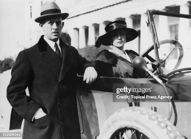 Prince Andrew of Greece and Denmark with his wife Princess Alice of Battenberg in Athens, January 1921. Their youngest child became Prince Philip,...