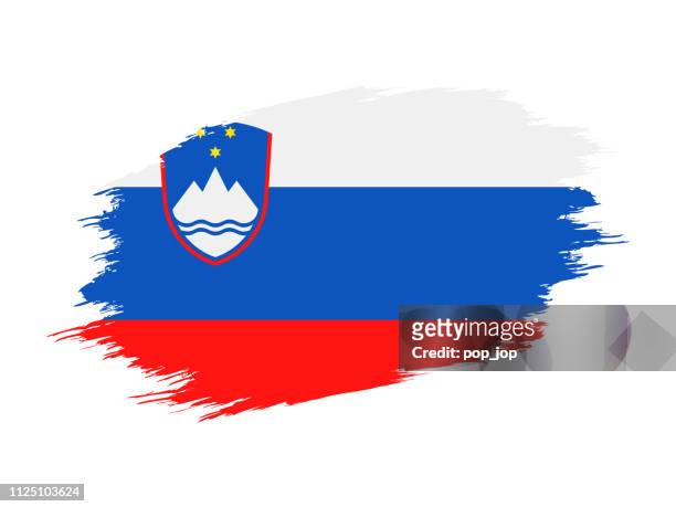 slovenia - grunge flag vector flat icon - slovenia flag stock illustrations