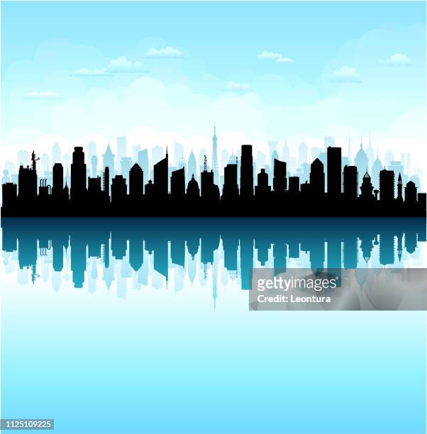 city (all buildings are complete and moveable) - horizon urbain stock illustrations