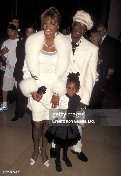 Singer Whitney Houston, singer Bobby Brown and daughter Bobbi Kristina Brown attend the Fourth Annual International Achievement in Arts Awards on...