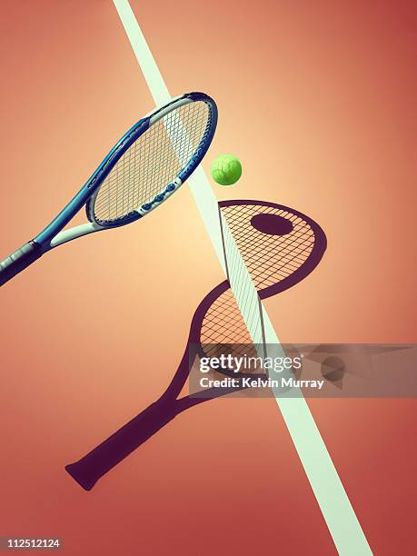 sports shadow - tennisschläger stock-fotos und bilder