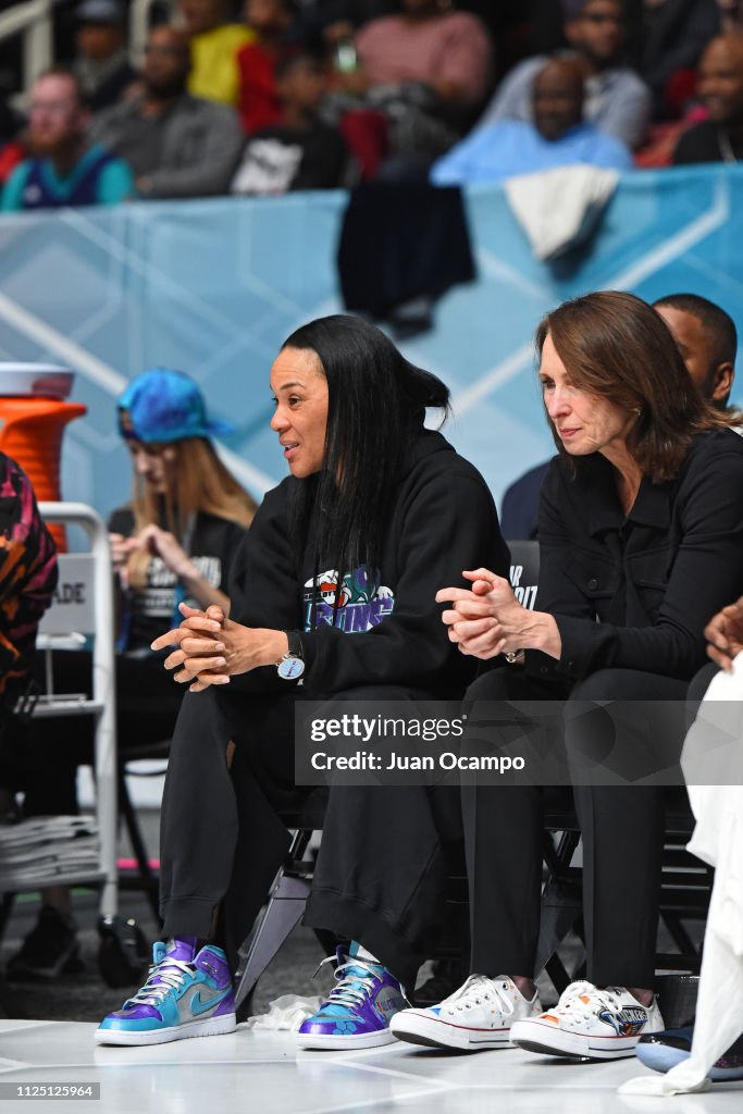 Dawn Staley and Lisa Boyer of Team Home coach during the 2019 NBA... News Photo Getty Images