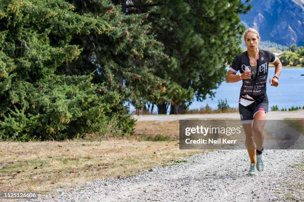 Hannah Wells of NZ runs during 2019 Challenge Wanaka on February 16, 2019 in Wanaka, New Zealand.
