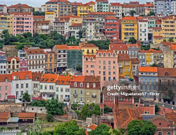 colorful neighborhood in coimbra, portugal - distrito de coimbra imagens e fotografias de stock