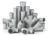 Plastic pvc pipes  isolated on the white background.