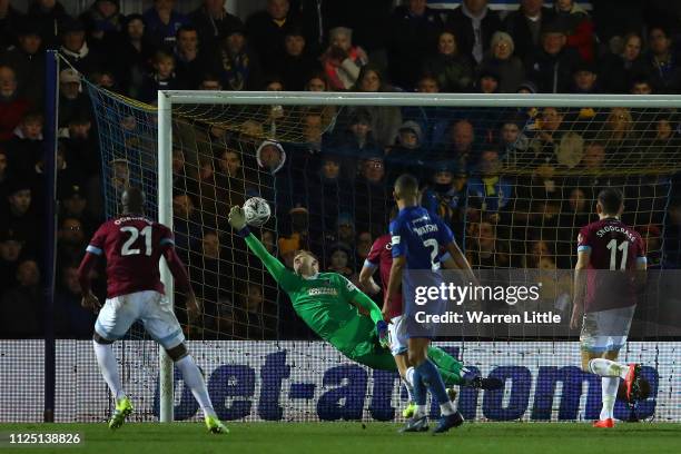 Felipe Anderson of West Ham United scores his team's second goal during the FA Cup Fourth Round match between AFC Wimbledon and West Ham United at...