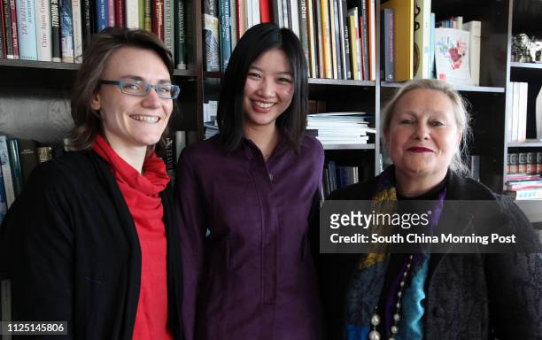 Antonia Dubrulle, Regional Representative Asia of IESA, Alice Ho and Francoise Schmitt, President of IESA, pose for photographer at Consulate General...