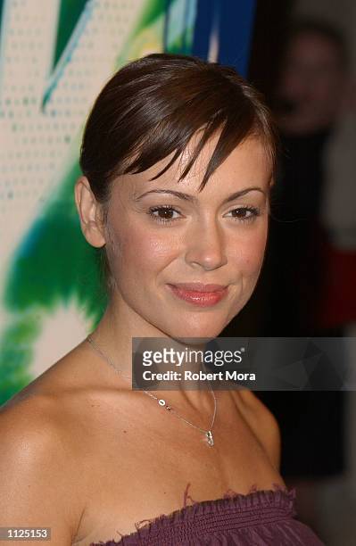 Actress Alyssa Milano attends the WB Network's 2002 Summer Party at the Renaissance Hollywood Hotel on July 13, 2002 in Hollywood, California.