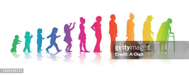 colourful women's ages - baby human age stock illustrations