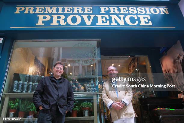 Portrait of Olivier Bausaan, founder of Premiere Pression Provence, and Marc Cudennec, CEO of Mc2 Brand Licensing Group Limited. Pictures taken at...
