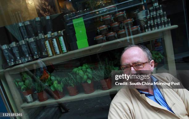 Portrait of Marc Cudennec, CEO of Mc2 Brand Licensing Group Limited. Pictures taken at Premiere Pression Provence shop on Graham Street in Central....