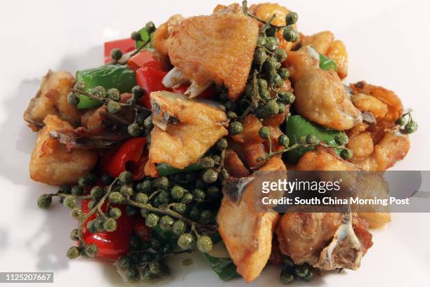 Food shots - "Sichuan-style chicken saute" at Dong Lai Shun Restaurant in Tsim Sha Tsui East. 18JUL11