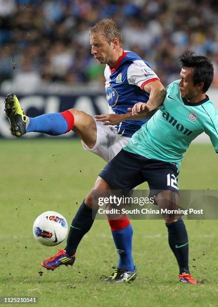 Blackburn Rovers team no.11 Vince Grella in action during Barclays Asia Trophy Final - Kitchee vs Blackburn Rovers at Hong Kong Stadium. 30JUL11