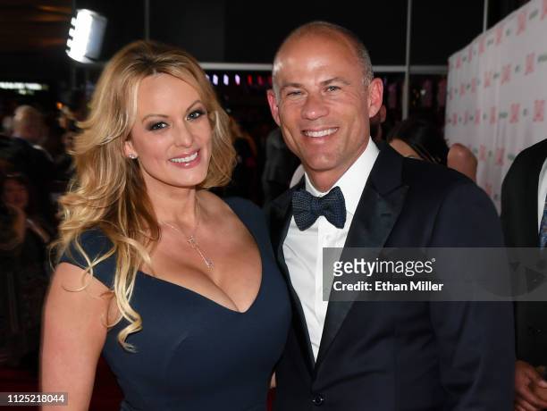 Adult film actress/director Stormy Daniels and attorney Michael Avenatti attend the 2019 Adult Video News Awards at The Joint inside the Hard Rock...