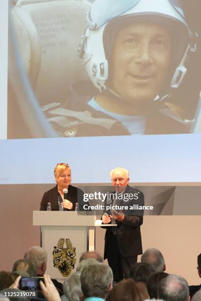 February 2019, Thuringia, Nordhausen: The first German in space, astronaut Sigmund Jähn , talks in Nordhausen about his experiences in space. During...