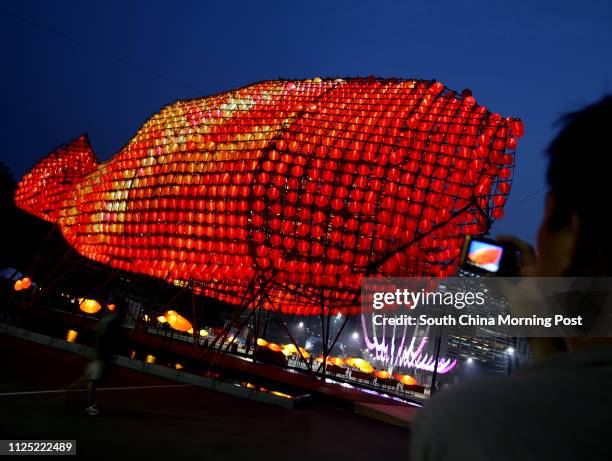 Lantern design "Lee Kum Kee Lantern Wonderland" is showcased at the press preview of Tourism Board's "Hong Kong Mid-autumn Festival" which will be...