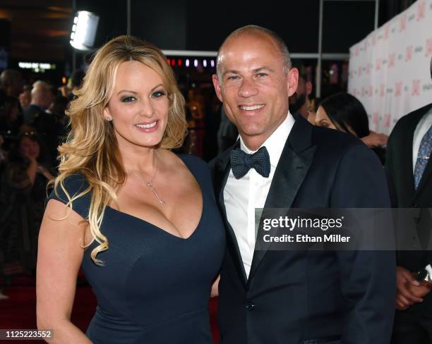 Adult film actress/director Stormy Daniels and attorney Michael Avenatti attend the 2019 Adult Video News Awards at The Joint inside the Hard Rock...