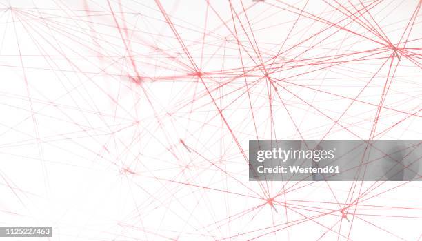 networking, red threads on white background - thread bildbanksfoton och bilder