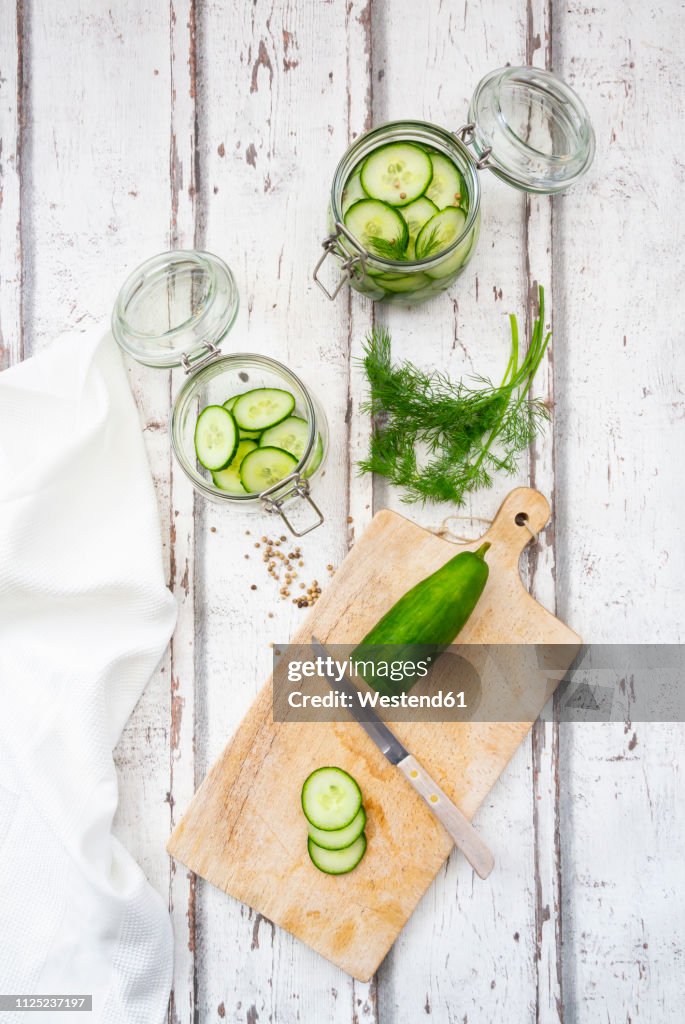 Pickled cucumber, swedish pressgurka, with dill and white pepper