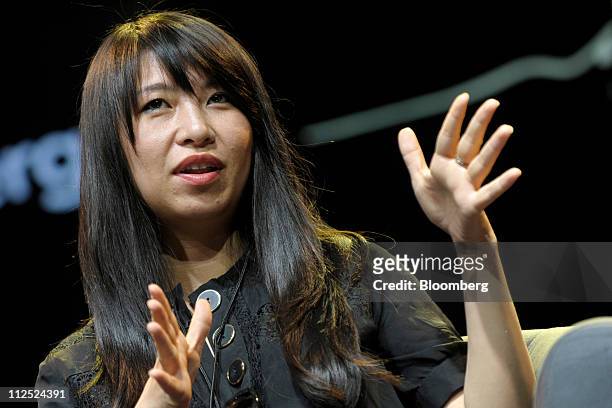 Shauna Mei, founder and chief executive officer of AHAlife, speaks at Bloomberg Link Empowered Entrepreneur Summit in New York, U.S., on Thursday,...
