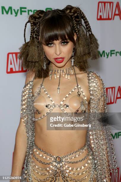Adult film actress Riley Reid attends the 2019 Adult Video News Awards at The Joint inside the Hard Rock Hotel & Casino on January 26, 2019 in Las...