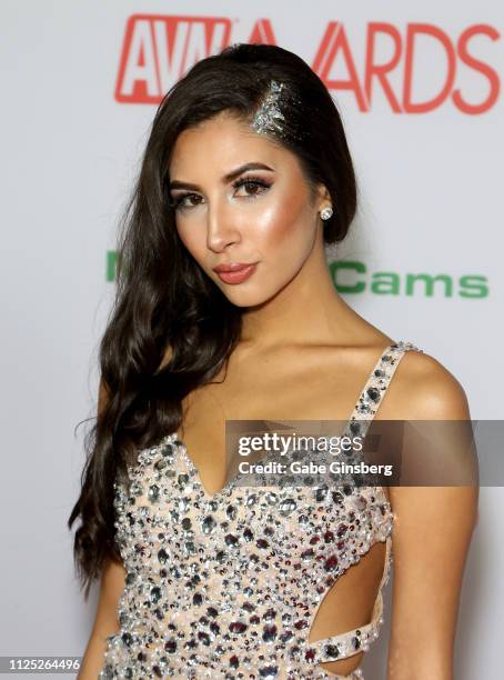 Adult film actress and 2019 AVN Awards Trophy Girl Gianna Dior attends the 2019 Adult Video News Awards at The Joint inside the Hard Rock Hotel &...