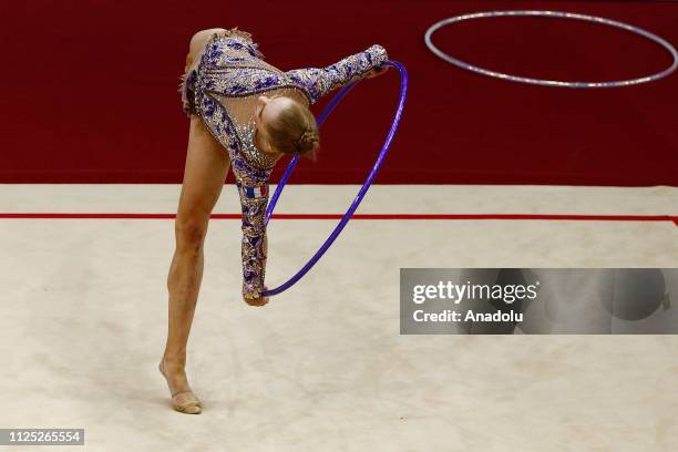 Individual rhythmic gymnast Valerie Romenski of France performs during the 2019 Alina Kabaeva Gazprom Champions Cup at Moscow's Luzhniki Sports...