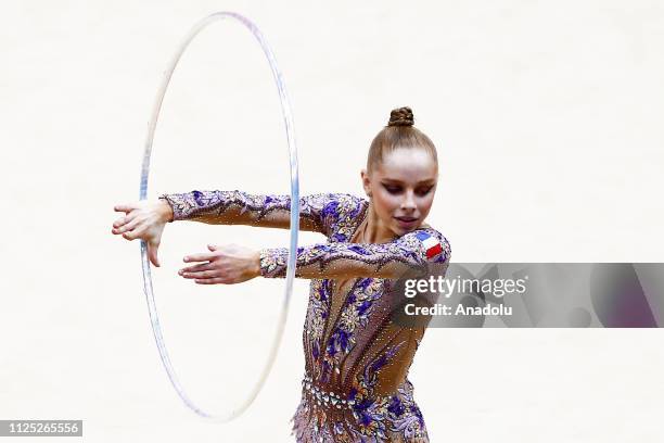 Individual rhythmic gymnast Valerie Romenski of France performs during the 2019 Alina Kabaeva Gazprom Champions Cup at Moscow's Luzhniki Sports...