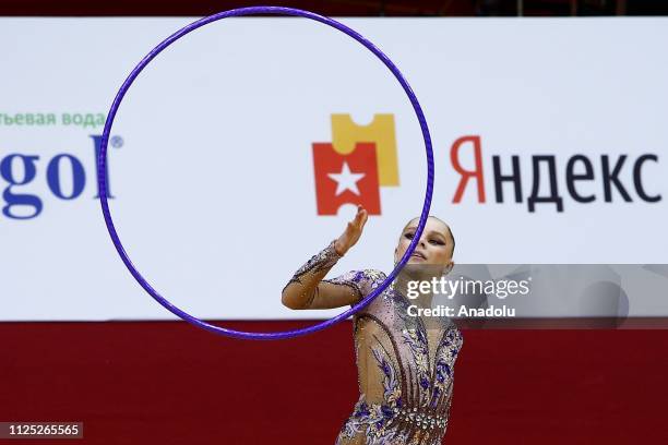 Individual rhythmic gymnast Valerie Romenski of France performs during the 2019 Alina Kabaeva Gazprom Champions Cup at Moscow's Luzhniki Sports...