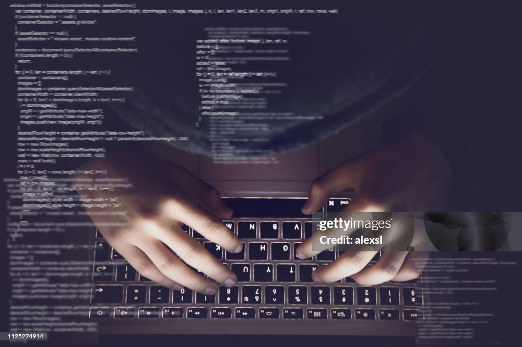 Hacker Internet-Computer Kriminalität Cyber-Angriff Netzwerk Sicherheit Programmiercode Passwort-Schutz