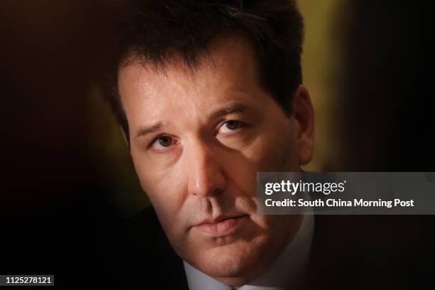 Stephen King, Group Chief Economist of HSBC, speaks with the press at JW Marriot, Admiralty. 13JAN12